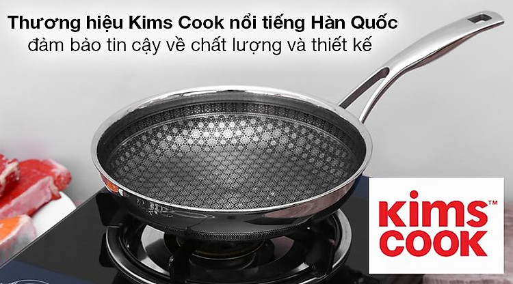 Chảo inox chống dính đáy từ 22cm Kims Cook N122M - Kims Cook N122M đến từ thương hiệu nổi tiếng Hàn Quốc, sản xuất tại Việt Nam, an tâm về chất lượng và mẫu mã sản phẩm