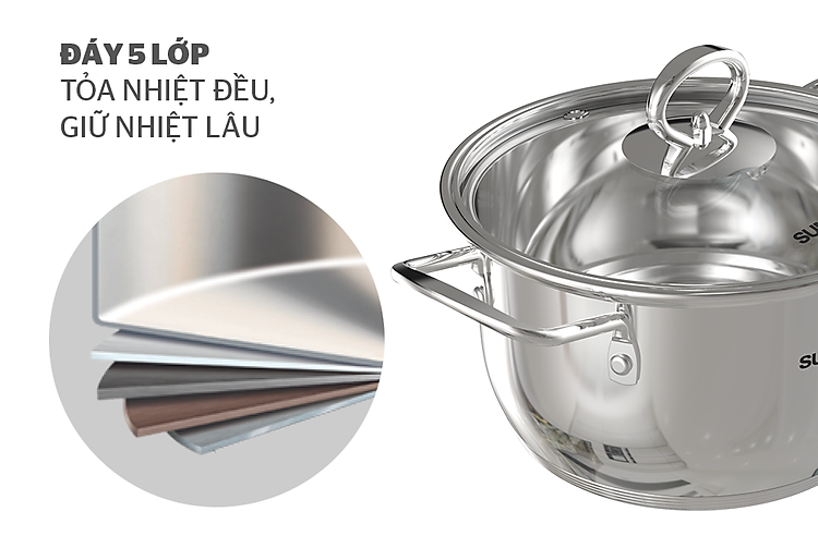 NỒI INOX 5 ĐÁY SUNHOUSE SHG788-16 4