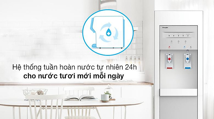 Tuần hoàn nước tự nhiên 24h - Máy lọc nước RO nóng lạnh ChungHo CHP-3800ST1 4 lõi