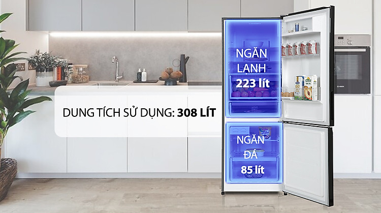 Tủ lạnh Electrolux Inverter 308 Lít EBB3402K-H - Ngăn đá và ngăn lạnh