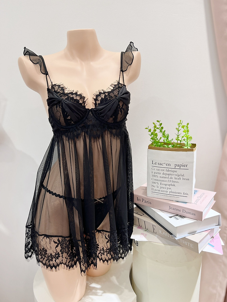 Váy Ngủ Ren Hai Dây Babydoll