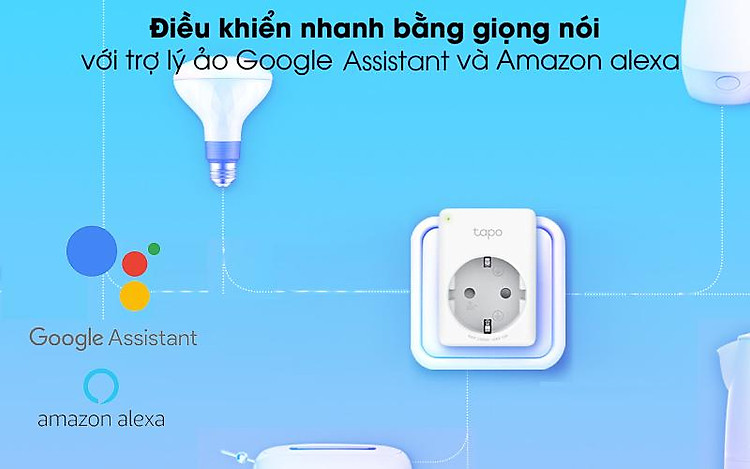 Điều khiển giọng nói - Ổ Cắm Điện Thông Minh 1 Lỗ TP-Link Tapo P100 Trắng