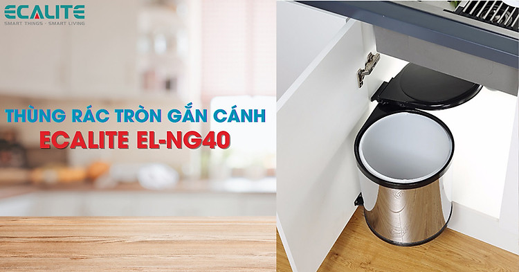 Thùng rác tròn gắn cánh âm tủ Ecalite EL-NG40