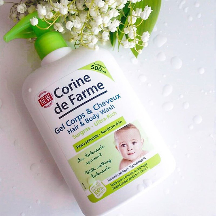 corine de farme gel tắm gội cho bé hair & body wash 500ml 1