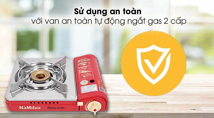 Bếp gas mini Namilux NH-P2915PS - Sử dụng an toàn, bảo vệ 2 lần với van an toàn tự động ngắt gas 2 cấp