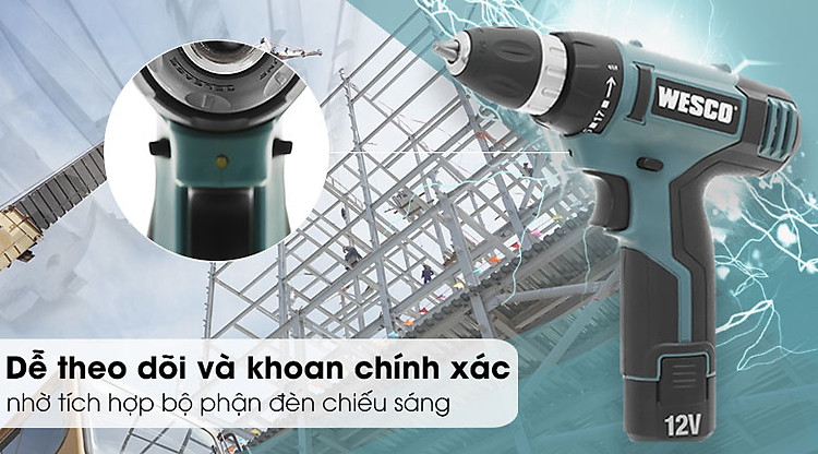 Máy khoan pin Wesco WS2532 - Đèn LED