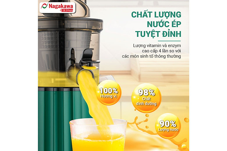 Máy ép chậm Nagakawa NAG0817 - Lưu giữ 98% dưỡng chất trong trái cây, rau củ tự nhiên