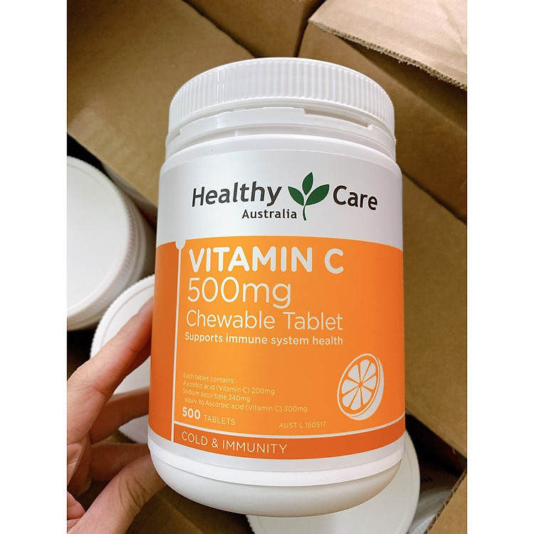 Hàng chính hãng Úc) Kẹo nhai Healthy Care Vitamin C 500mg tăng cường hệ  thống miễn dịch 500 viên | L