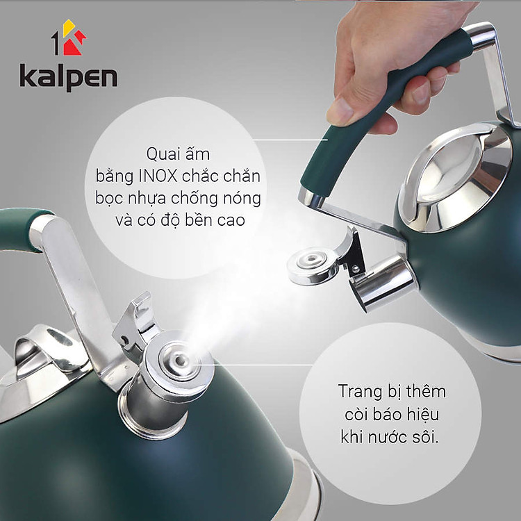 Ấm đun nước Inox 304 cao cấp Kalpen KK02 dung tích 2.5L dùng bếp từ, hàng Đức