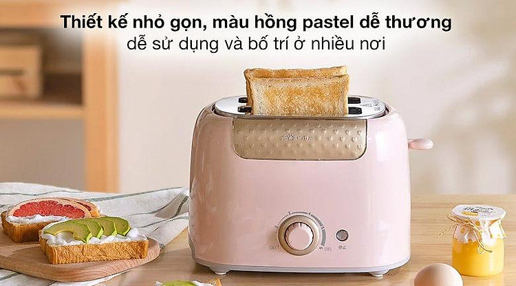 Máy nướng bánh mì Bear DSL-601 - Vẻ ngoài ngọt ngào với màu hồng pastel
