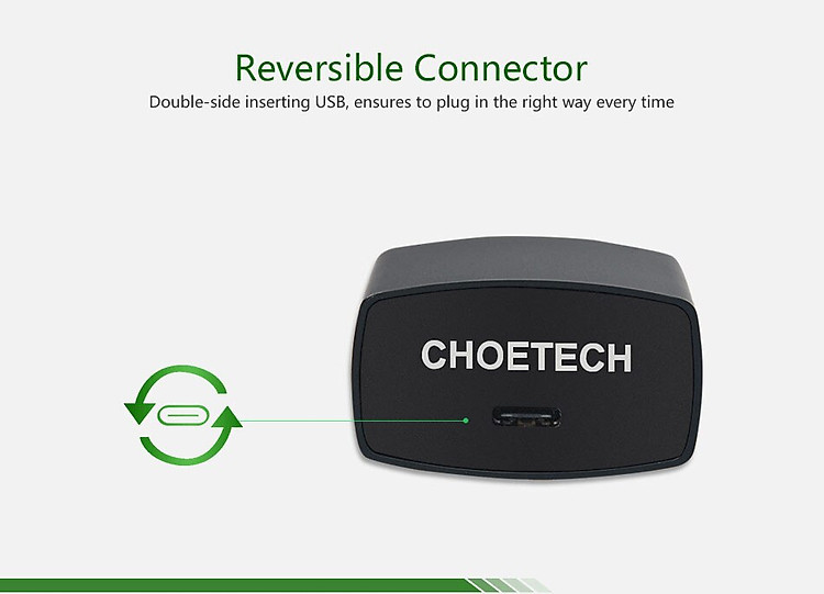 (Tặng dây sạc) Bộ cóc củ sạc nhanh 15W chuẩn PD 3.0 Type-C hiệu CHOETECH TC0001 cho điện thoại / máy tính bảng / Macbook iPhone Samsung Huawei Xiaomi Oppo Nokia Trang bị chip sạc thông minh (Đính kèm 1 dây sạc Type-C to Type-C) - Hàng chính hãng
