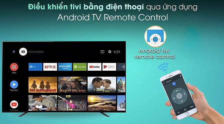 Android Tivi OLED Sony 4K 65 inch KD-65A8H - Điều khiển tivi bằng điện thoại với ứng dụng Android TV Remote Control