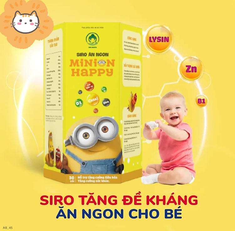 combo 2 hộp siro ăn ngon minion happy (30 gói) hỗ trợ tiêu hóa tốt, tăng sức đề kháng, tặng mẫu test nước hoa lua 2