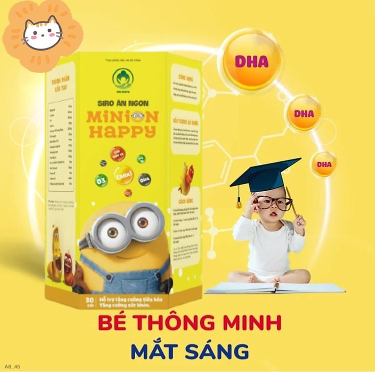 combo 2 hộp siro ăn ngon minion happy (30 gói) hỗ trợ tiêu hóa tốt, tăng sức đề kháng, tặng mẫu test nước hoa lua 3