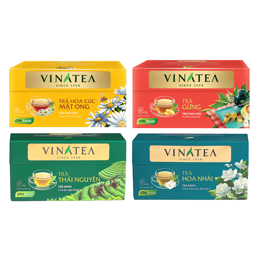 1983767 , 3725583845653 , 62_657301 , 134000 , Combo-4-Hop-Tra-Tui-Loc-Vinatea-Thai-Nguyen-Hoa-Nhai-Hoa-Cuc-Mat-Ong-Gung-50g--Hop-62_657301 , tiki.vn , Combo 4 Hộp Trà Túi Lọc Vinatea: Thái Nguyên + Hoa Nhài + Hoa Cúc Mật Ong + Gừng (50g / Hộp) Combo 4 Hộp Trà Túi Lọc Vinatea: Thái Nguyên + Hoa Nhài + Hoa Cúc Mật Ong + Gừng (50g / Hộp)