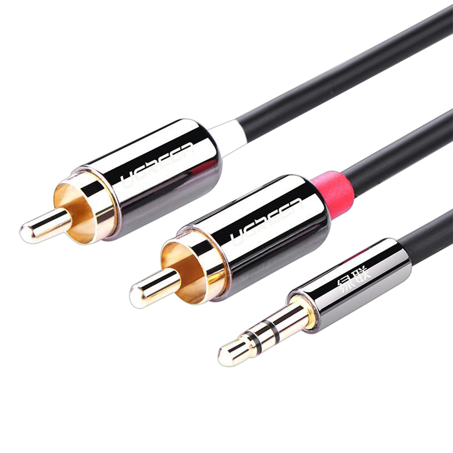 Cáp AV 3.5mm Male To 2RCA Male Ugreen AV116 10583 - Đen - Hàng Chính Hãng