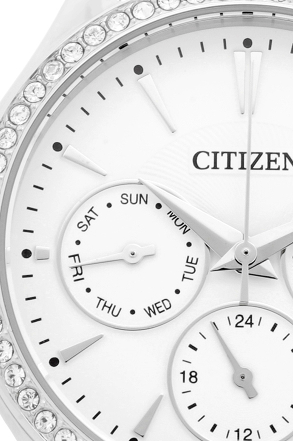 Đồng Hồ Nữ Citizen Đính Đá Swarovski Dây Da ED8160-09A - Mặt Trắng