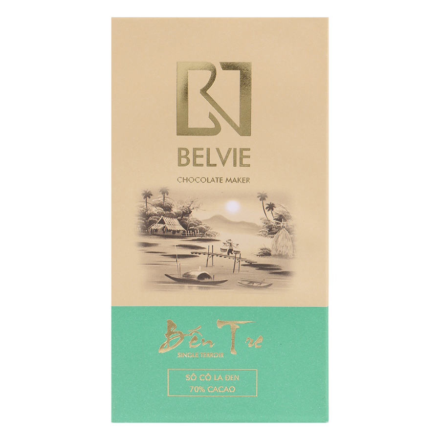 Bộ 2 Thanh Socola Đen Belvie - Bến Tre (70% Cacao) (80g/Thanh)