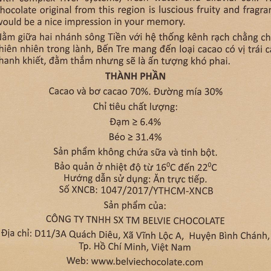 Bộ 2 Thanh Socola Đen Belvie - Bến Tre
