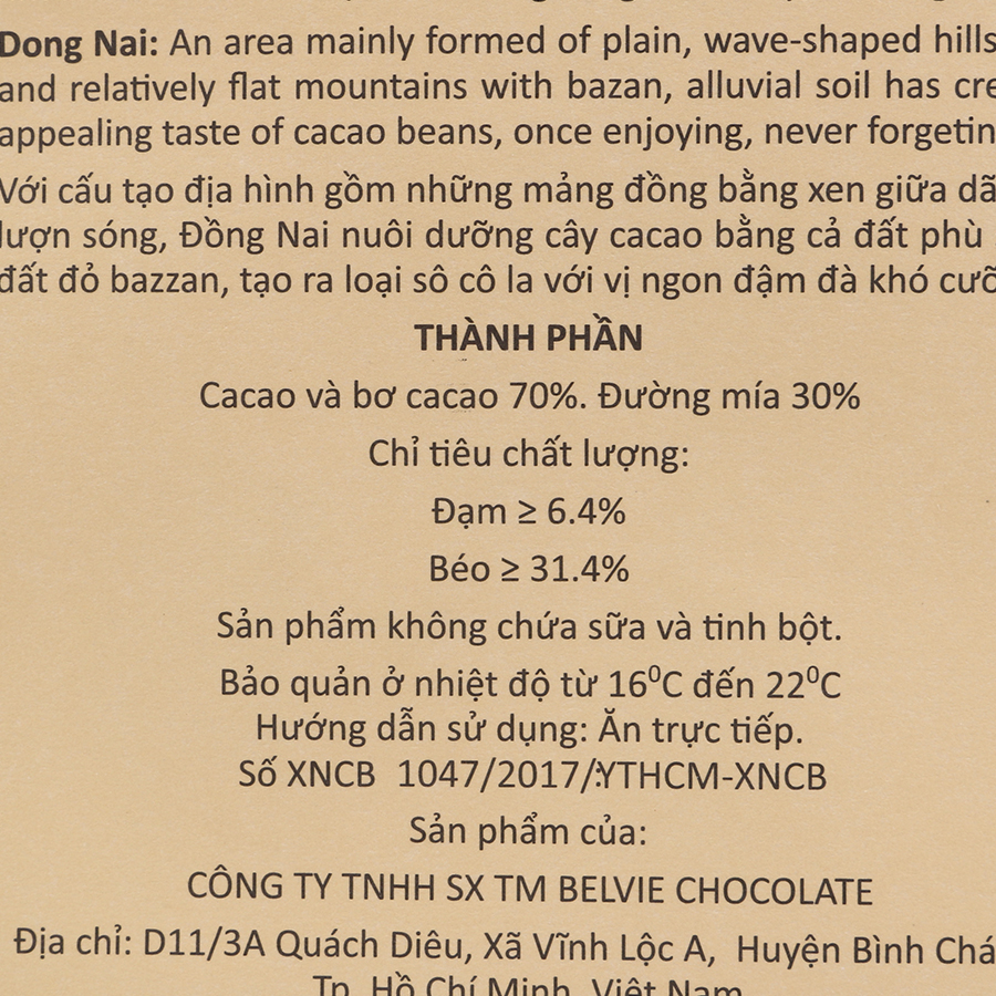 Bộ 5 Thanh Socola Đen Belvie - Đồng Nai