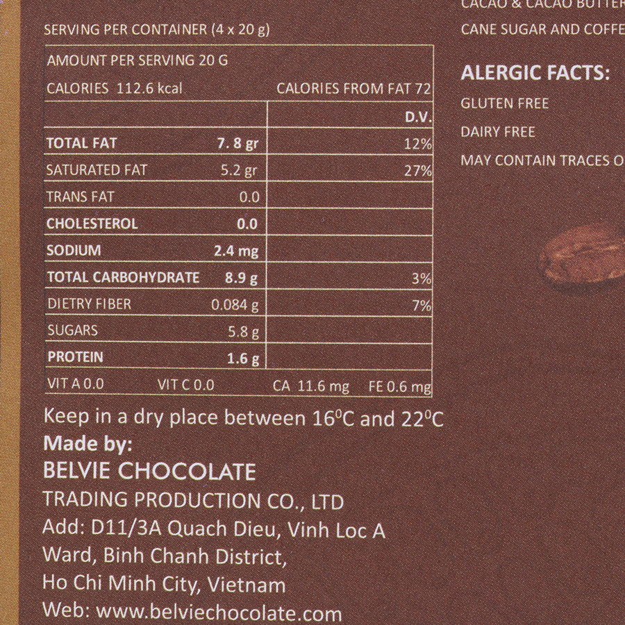Socola Café Belvie Good Morning 70% Cacao Belvie-GMV80 (80g)
