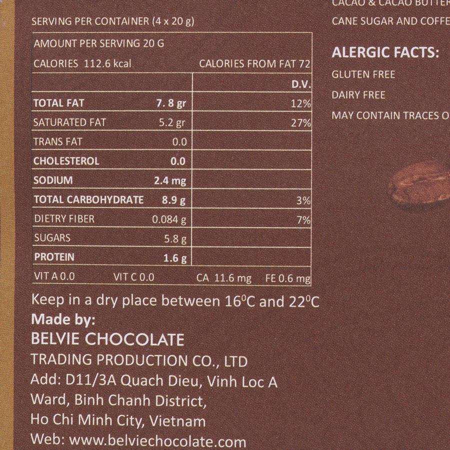 Socola Café Belvie Good Morning 70% Cacao Belvie-GMV80
