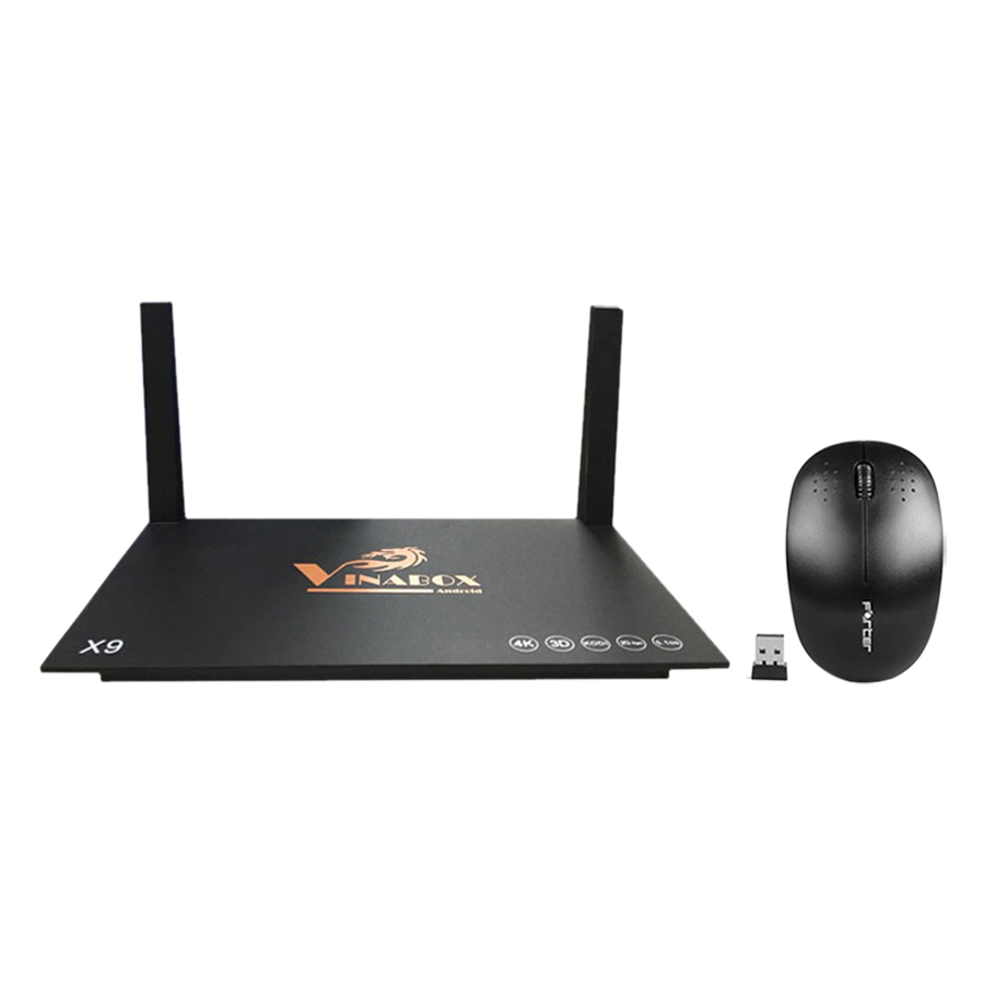 Android TV Box Vinabox X9 - Đen Và Chuột Không Dây - Hàng Chính Hãng