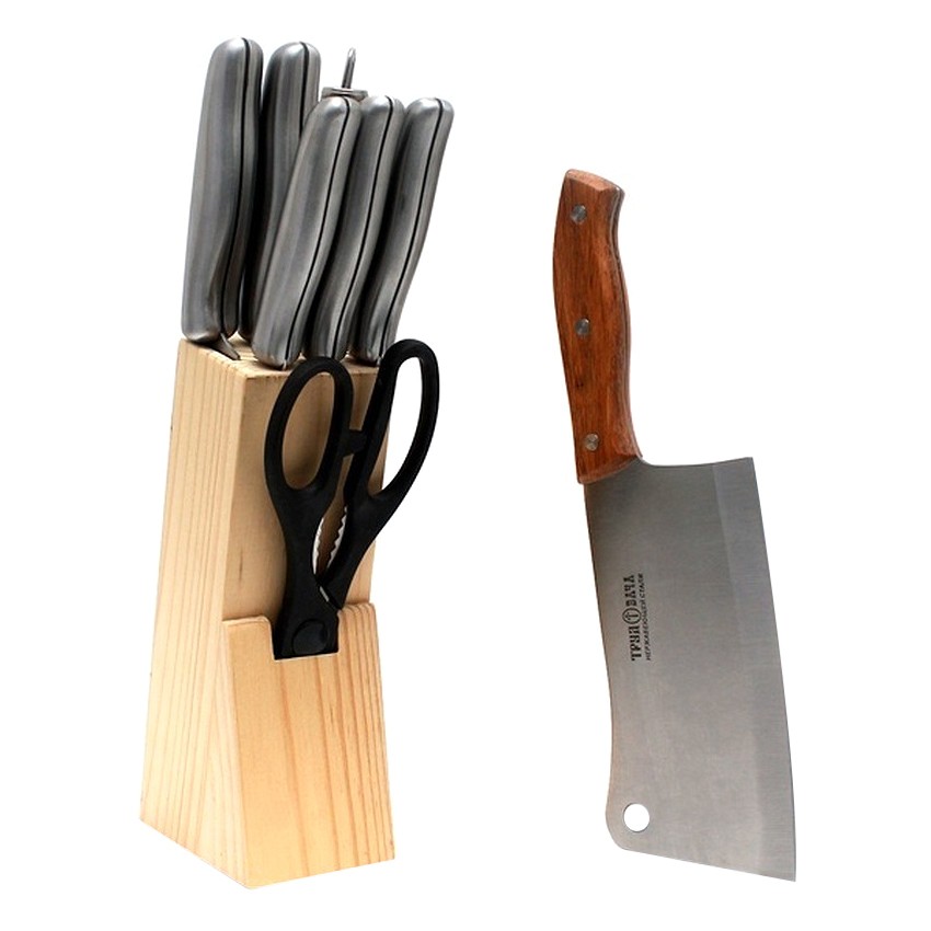 Bộ Dao Thép 8 Món Kèm Đế Gỗ Perfect PF-K08 - Bạc