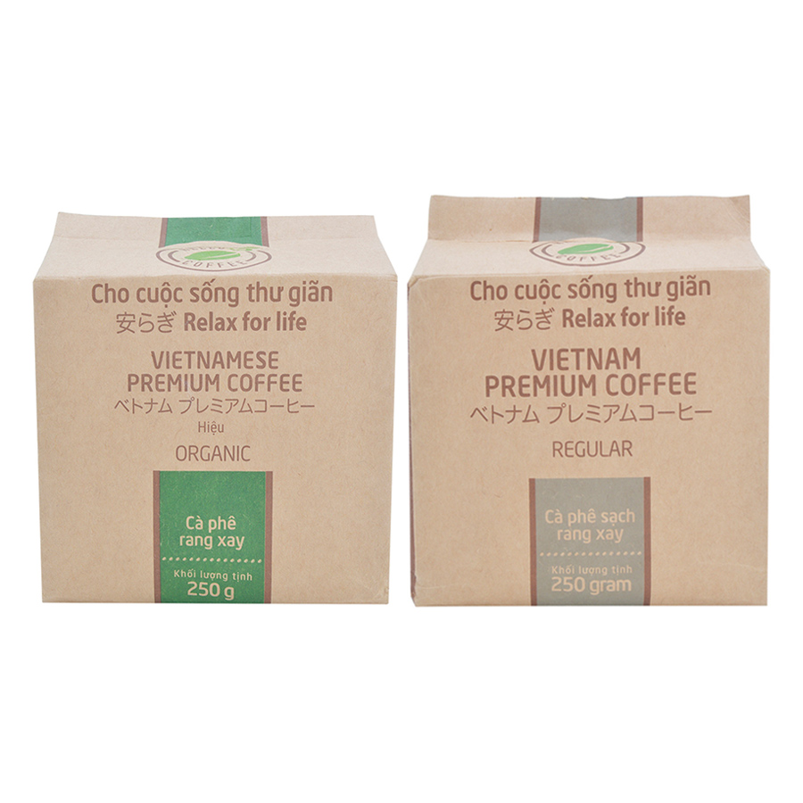 Bộ 1 Túi Cà Phê Organic Hello 5 Coffee (250g) + 1 Túi Cà Phê Regular Hello 5 Coffee (250g)