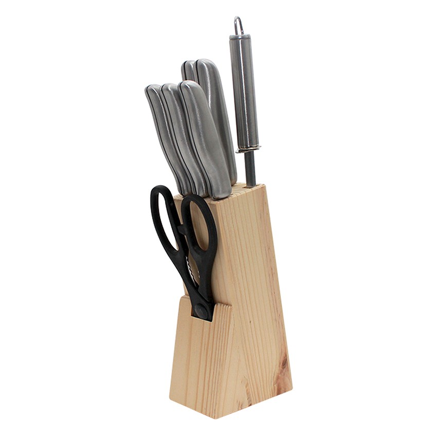 Bộ Dao Thép 8 Món Kèm Đế Gỗ Perfect PF-K08 - Bạc