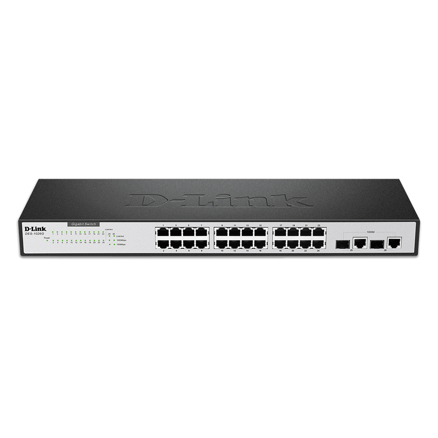 Bộ chia mạng Switch 24 Cổng 10/100M Với 2 Gigabit Ports D-Link DES-1026G - Hàng Chính Hãng