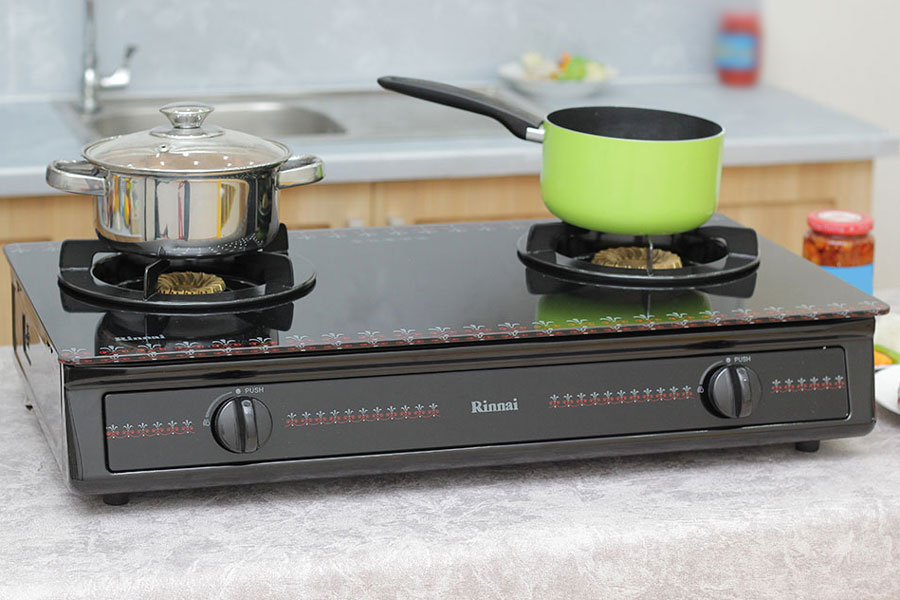 Bếp Gas Dương Rinnai RV-3715GL - Đen - Hàng Chính Hãng