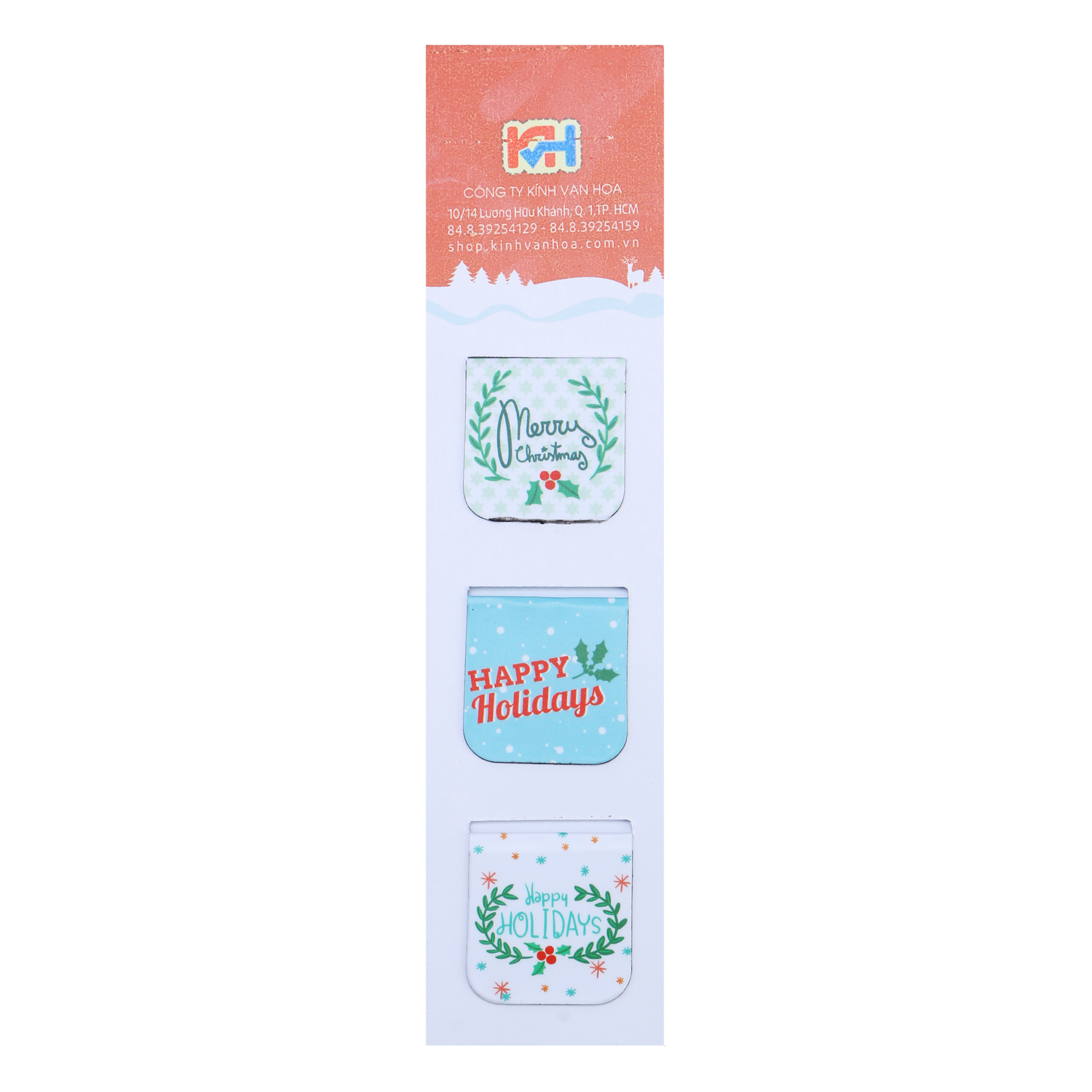 Bộ 3 Bookmark Nam Châm Kính Vạn Hoa - Happy Holiday