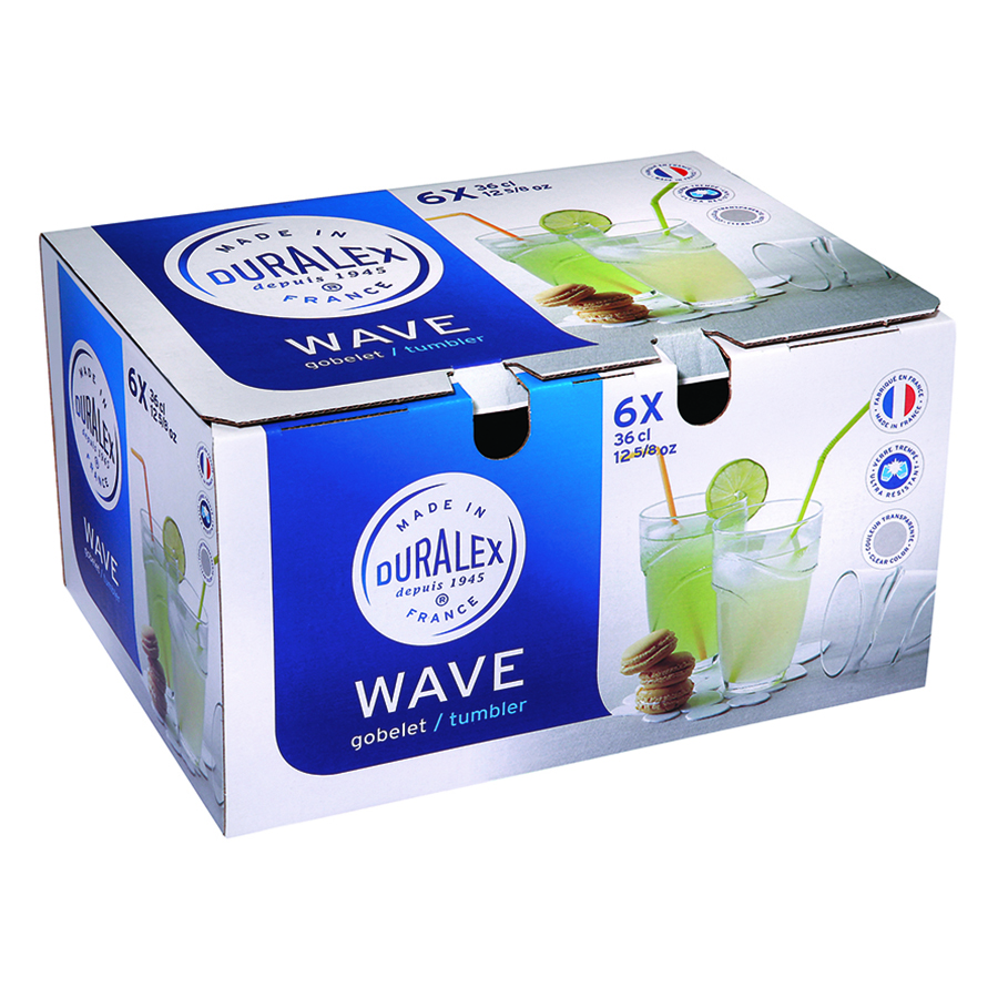 Bộ 6 Ly Thủy Tinh Wave Clear Tumbler DURALEX 1054AB06A0111 (360ml)