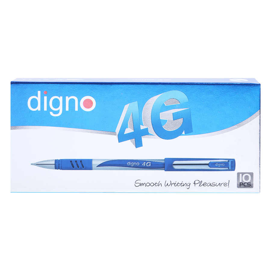 Hộp 10 Cây Viết Bi Gel Đậy Nắp Digno 4G (Mực Đỏ)