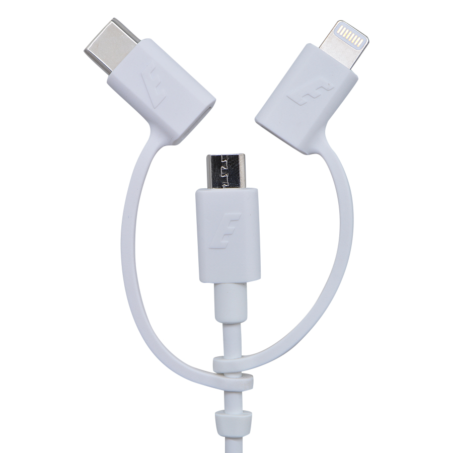 Cáp Sạc 3 Trong 1 Lightning - Micro USB - Type C Energizer C11UBX3CFWH4 (1m) - Trắng - Hàng Chính Hãng