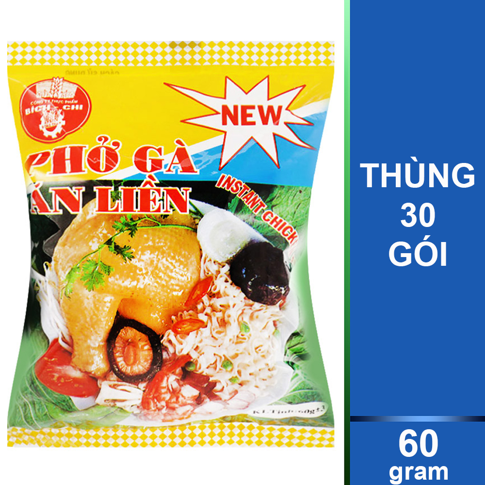 Thùng 30 Gói Phở Gà Ăn Liền Bích Chi 60g