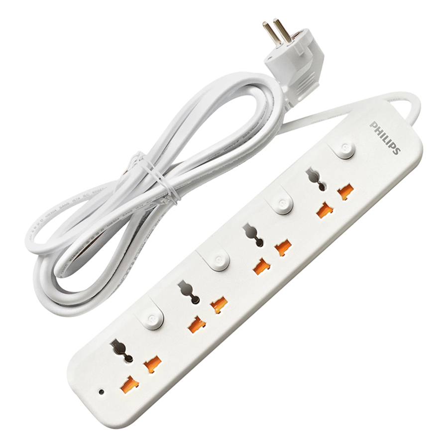 Ổ Cắm Điện 4 Lỗ 3 Chấu 3m Philips SPN1348WB/74