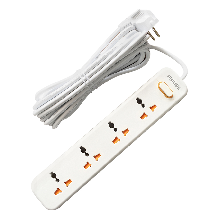Ổ Cắm Điện 4 Lỗ 3 Chấu 3m Philips SPN1248WB/74