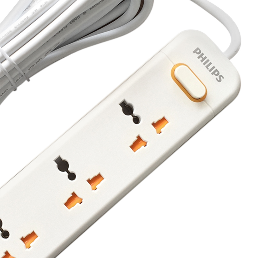Ổ Cắm Điện 4 Lỗ 3 Chấu 3m Philips SPN1248WB/74