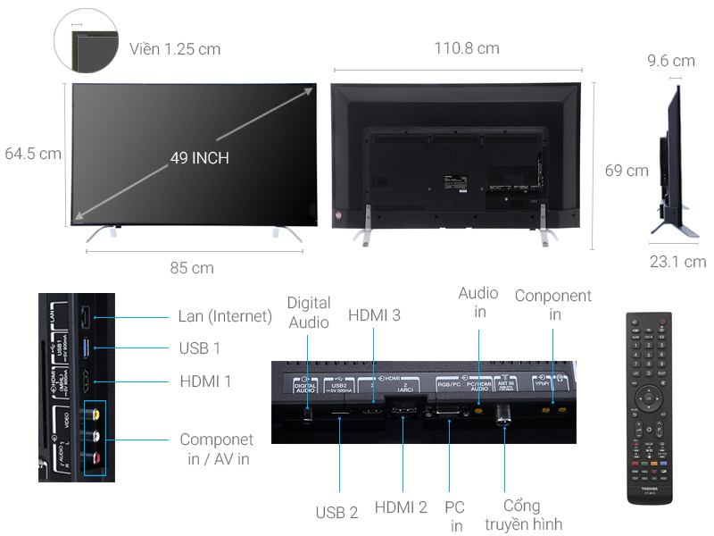 Smart Tivi Toshiba 49 inch 49U7650 - Hàng Chính Hãng