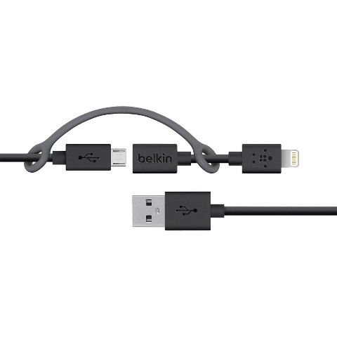 Cáp Sạc Micro USB  &amp; Lightning Belkin F8J080bt03-BLK 90cm - Hàng Chính Hãng