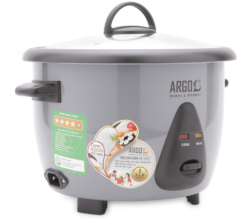 Nồi Cơm Nắp Kính Argo ARC-18OS – 1.8 Lít (Màu Xám)