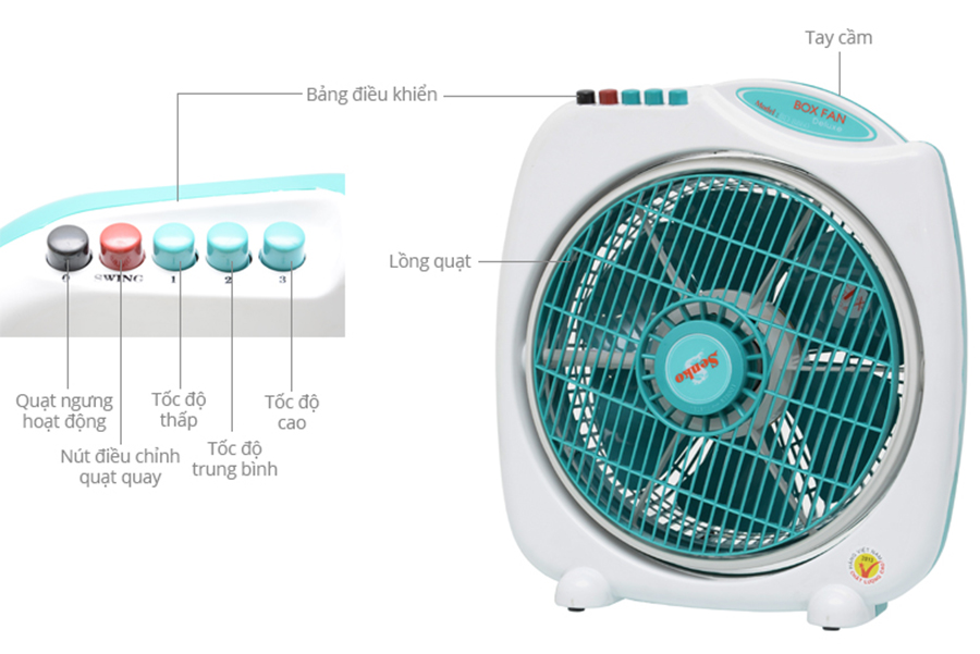 Quạt Bàn Đảo 3 Tấc Senko BD8860 - Màu Ngẫu Nhiên - Hàng chính hãng