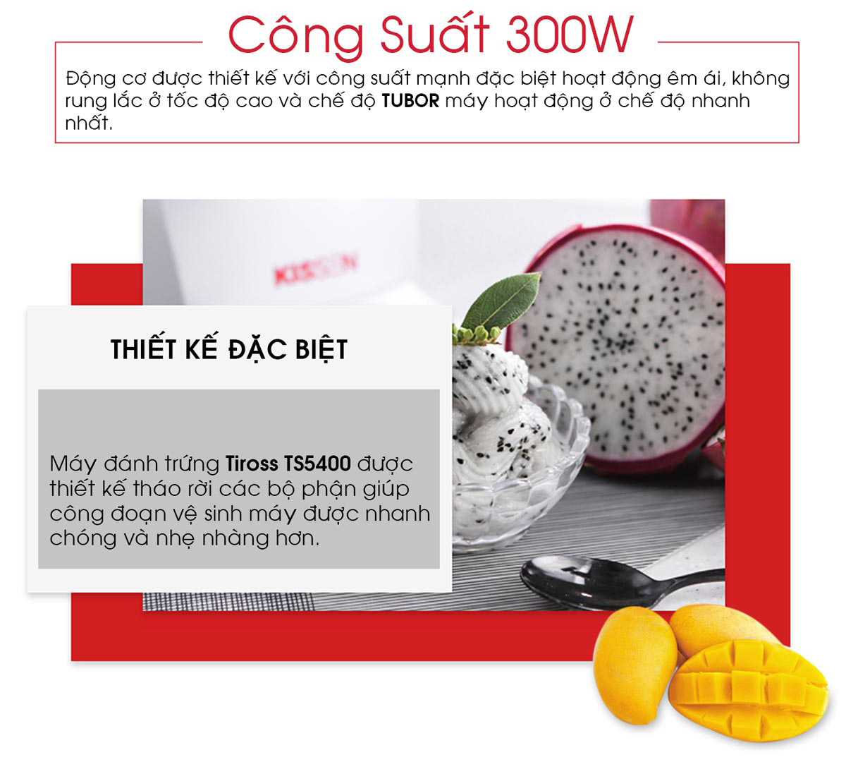Máy đánh trứng Tiross TS5400 - Đen - Hàng chính hãng