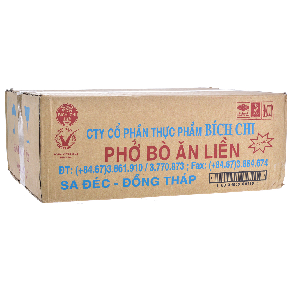 Thùng 30 Gói Phở Bò Ăn Liền Bích Chi 60g