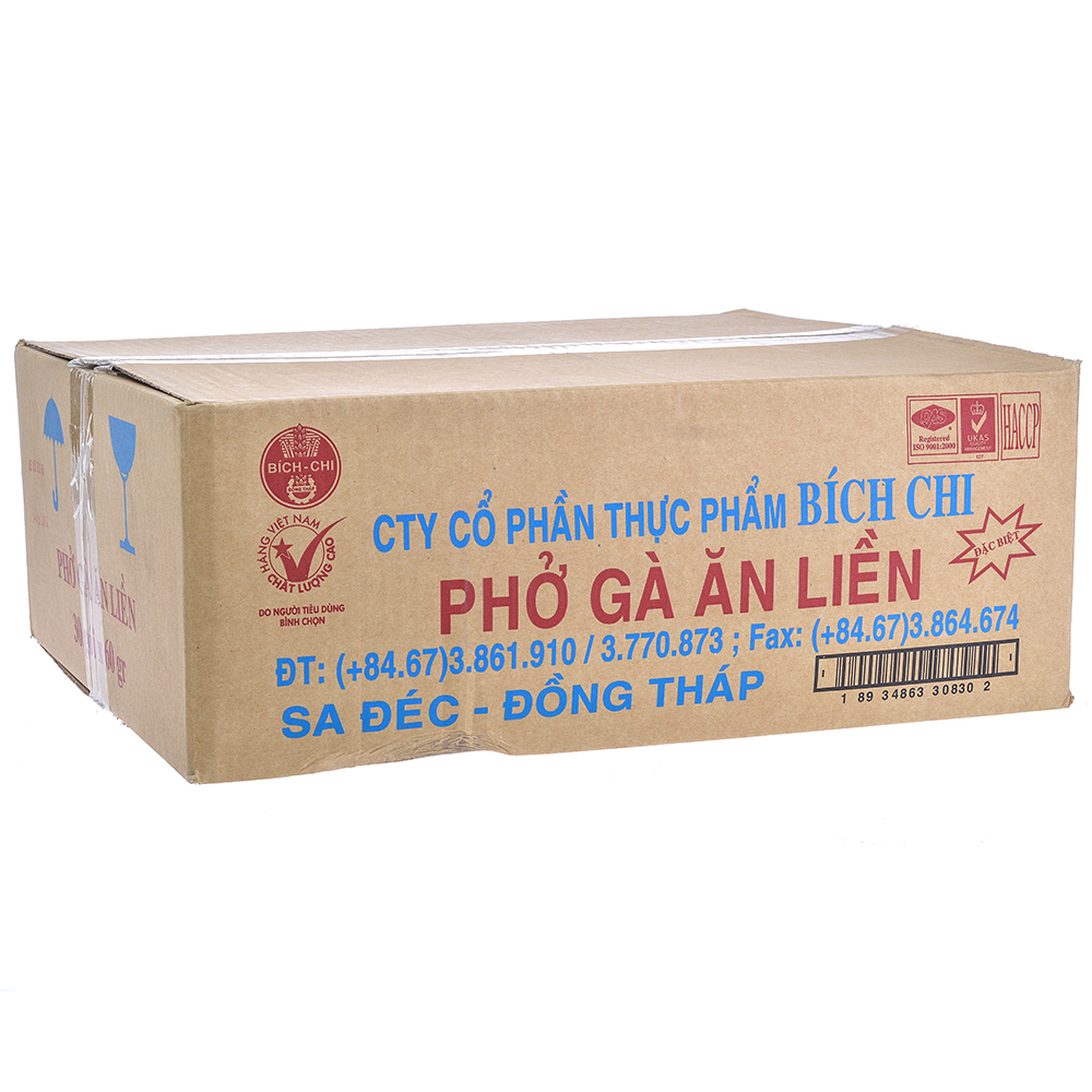 Thùng 30 Gói Phở Gà Ăn Liền Bích Chi 60g