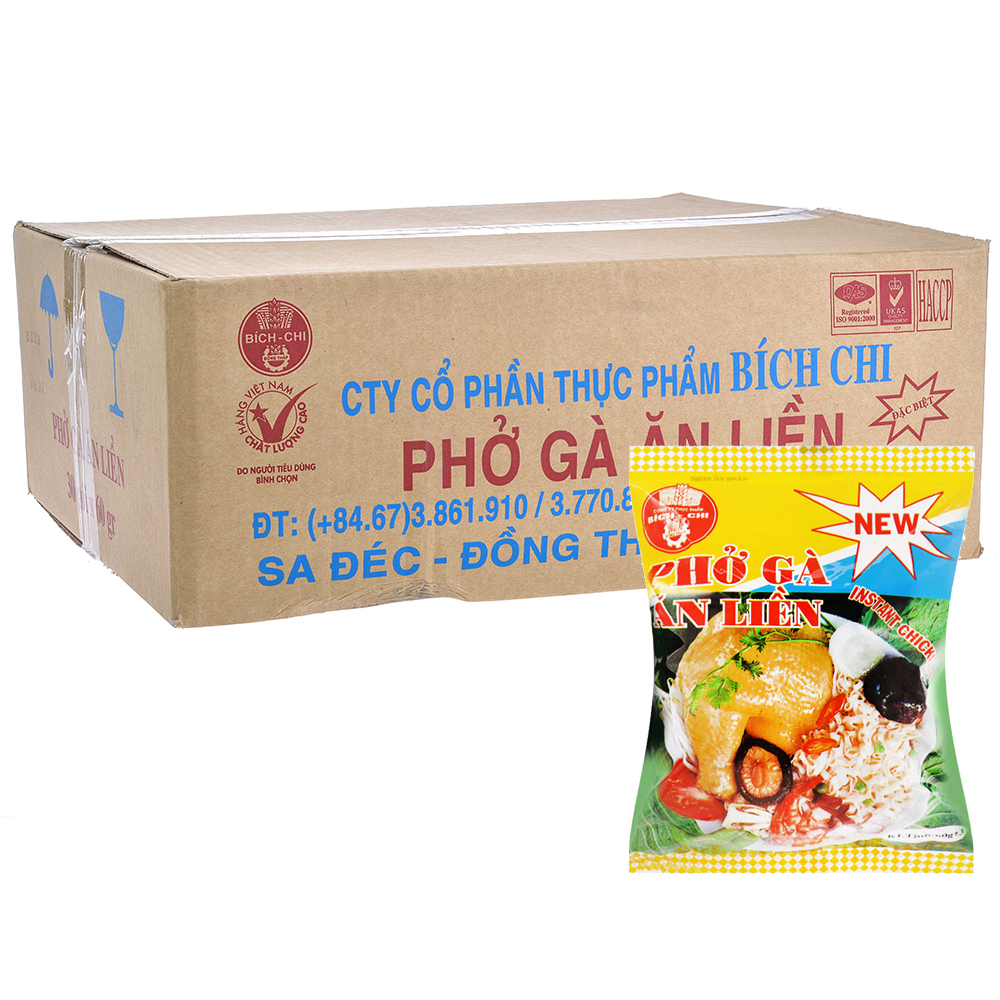 Thùng 30 Gói Phở Gà Ăn Liền Bích Chi 60g