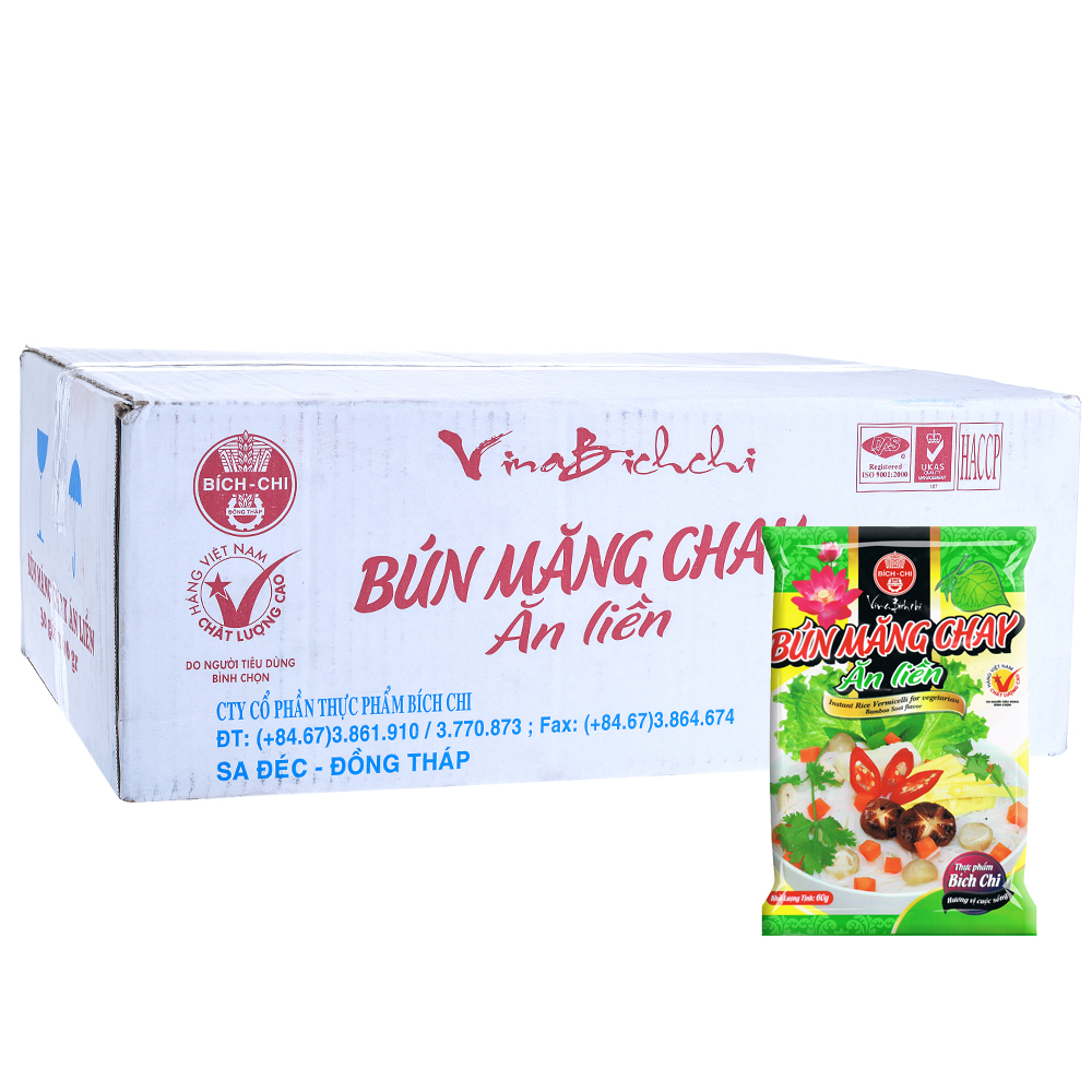 Thùng 30 Gói Bún Măng Chay Ăn Liền Bích Chi 60g