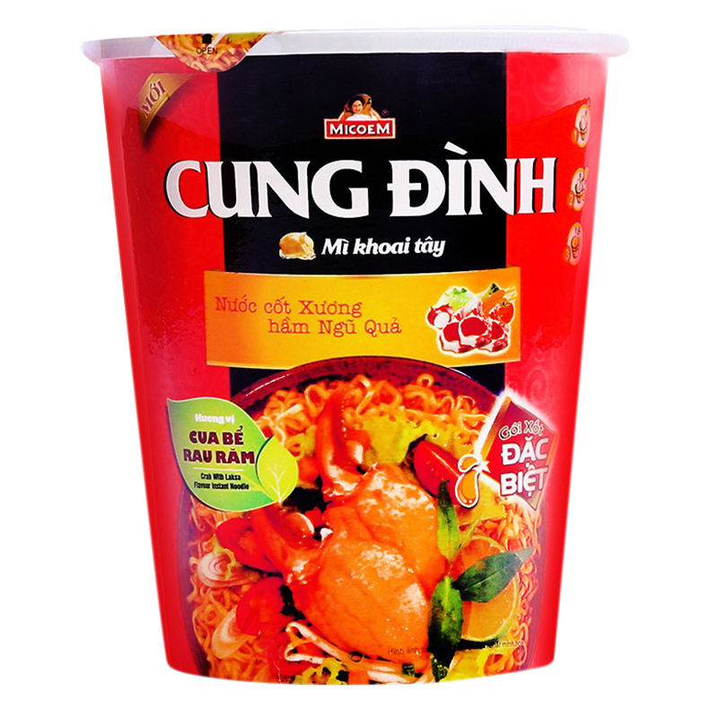 Thùng 24 Ly Mì Khoai Tây Cung Đình Hương Vị Cua Bể Rau Răm